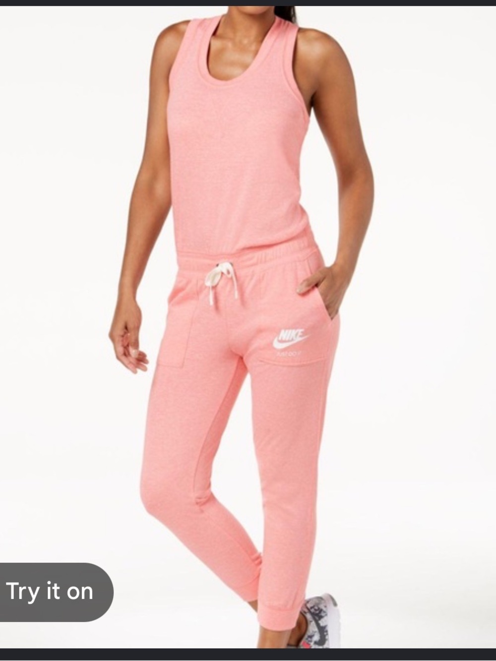 Nike Coral Pink Sleeveless Jogger Jumpsuit